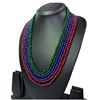 Image 1 : Beautiful 6 Strand Natural Ruby, Emerald and Blue Sapphire Necklace