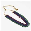 Image 2 : Beautiful 6 Strand Natural Ruby, Emerald and Blue Sapphire Necklace