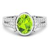 Image 3 : 14KT White Gold 1.6ctw Peridot and Diamond Ring