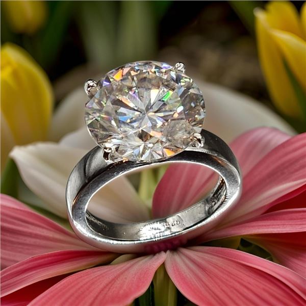 Huge Rare 14ct VVs1 White F-G  Fire Moissanite Ring