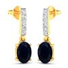 Image 2 : 14KT Yellow Gold 1.5ctw Blue Sapphire and Diamond Earrings
