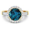 Image 3 : 14KT Yellow Gold 2.9ctw London Blue Topaz and Diamond Ring