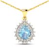 Image 1 : 14KT Yellow Gold 2.3ctw Aquamarine and Diamond Pendant