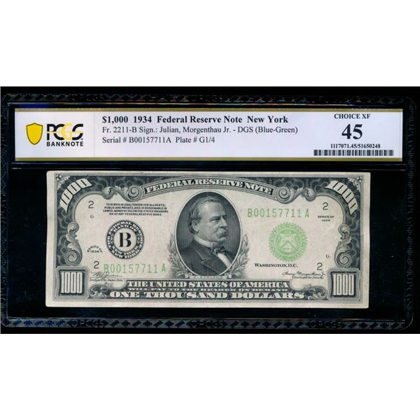 1934 $1000 New York FRN PCGS 45