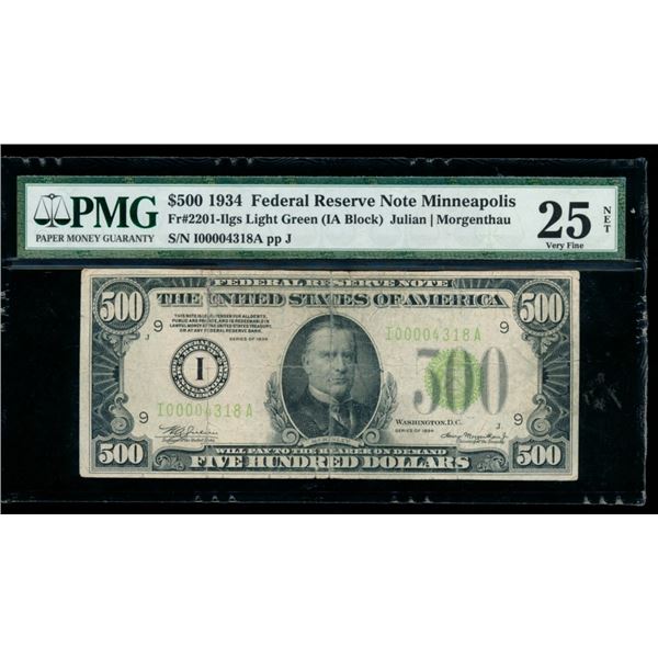 1934 $500 Minneapolis FRN PMG 25NET