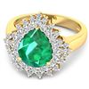 Image 3 : 14KT Yellow Gold 2.85ctw Zambian Emerald and Diamond Ring
