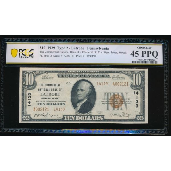 1929 $10 Latrobe PA National PCGS 45PPQ