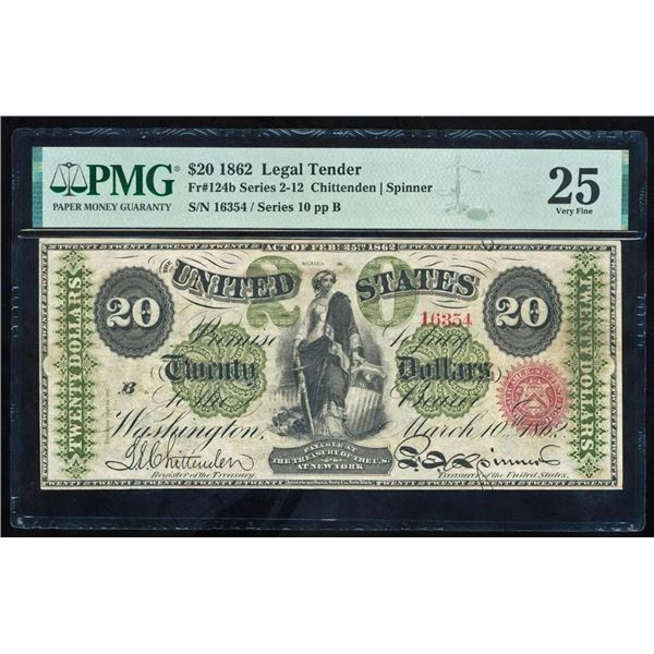 1862 $20 Legal Tender Note PMG 25