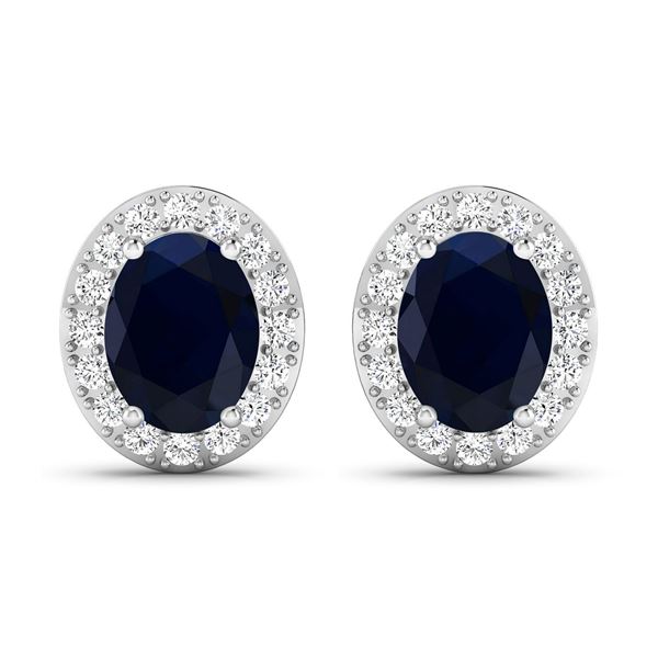 14KT White Gold 2.6ctw Blue Sapphire and Diamond Earrings
