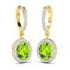 Image 2 : 14KT Yellow Gold 2.1ctw Peridot Topaz and Diamond Earrings