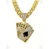Huge 162.5 Gram 18 Kt Gold Plate Royal Flush Pendant Necklace