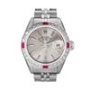 Image 2 : Rolex Ladies Stainless Steel Ruby And Diamond Bezel Date Watch