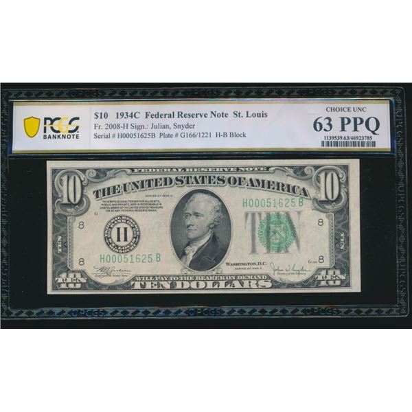 1934C $10 St Louis FRN PCGS 63PPQ