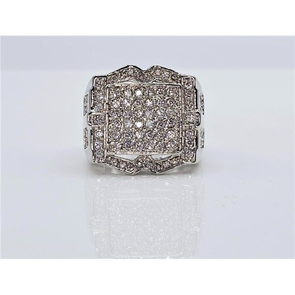 Men's 14 Kt White Gold Plate 5.75 Cttw. Lab Simulated Diamond Ring.