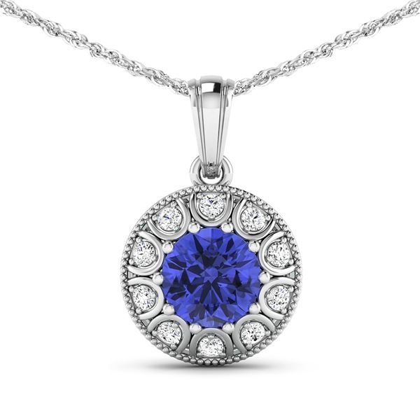 14KT White Gold 2.02ctw Tanzanite and Diamond Pendant