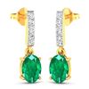 Image 2 : 14KT Yellow Gold 1.12ctw Zambian Emerald and Diamond Earrings