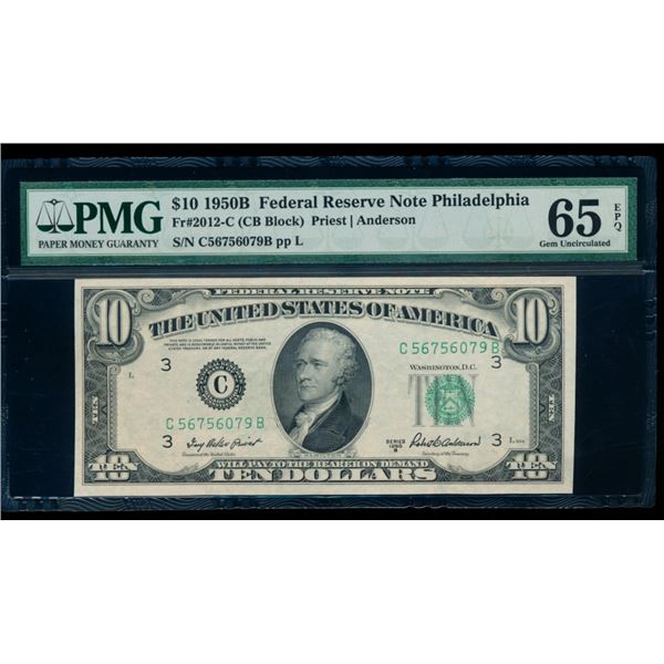 1950B $10 Philadelphia FRN PMG 65EPQ