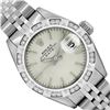 Rolex Ladies Stainless Steel Pyramid Diamond Bezel Date Watch