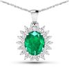 14KT White Gold 3.14ctw Zambian Emerald and Diamond Pendant