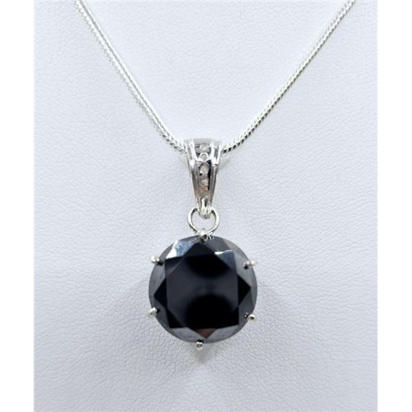 Huge Rare 14.15 Ct Simulated Black Diamond Pendant Necklace