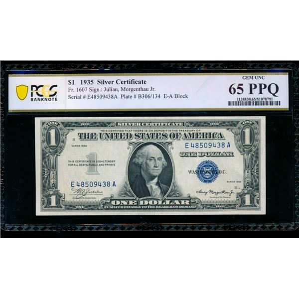 1935 $1 Silver Certificate PCGS 65PPQ