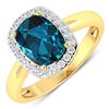 14KT Yellow Gold 1.95ctw London Blue Topaz and Diamond Ring