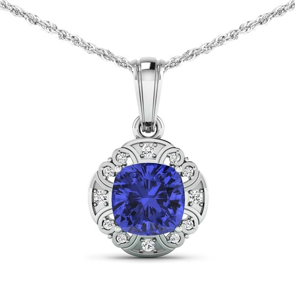 14KT White Gold 1.99ctw Tanzanite and Diamond Pendant