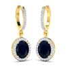 Image 2 : 14KT Yellow Gold 2.6ctw Blue Sapphire and Diamond Earrings