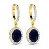 Image 3 : 14KT Yellow Gold 2.6ctw Blue Sapphire and Diamond Earrings