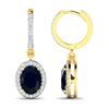 Image 4 : 14KT Yellow Gold 2.6ctw Blue Sapphire and Diamond Earrings