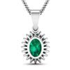 Image 3 : 14KT White Gold 1.1ctw Zambian Emerald and Diamond Pendant