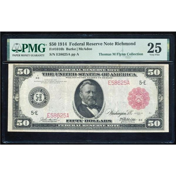 1914 $50 Red Seal Richmond FRN PMG 25