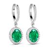 Image 3 : 14KT White Gold 2ctw Zambian Emerald and Diamond Earrings