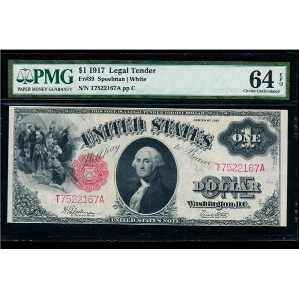 1917 $1 Legal Tender Note PMG 64EPQ