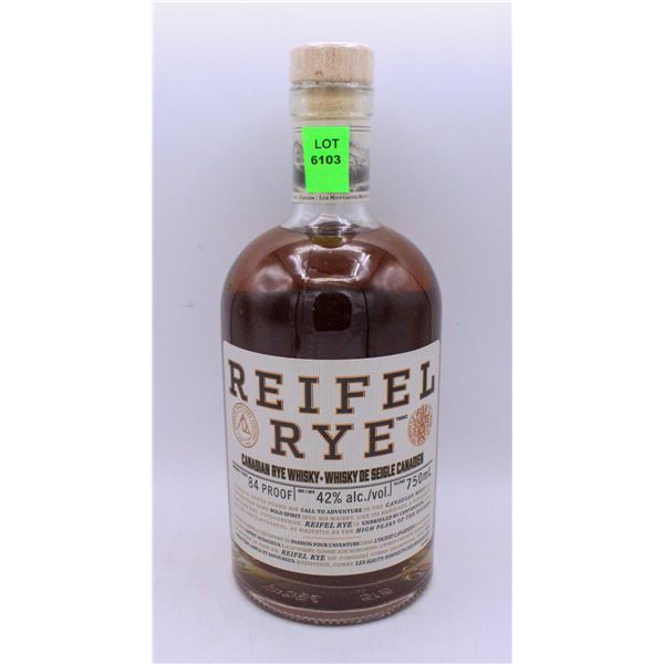 REIFEL RYE CANADIAN RYE WHISKY 750ML 42% ALCOHOL
