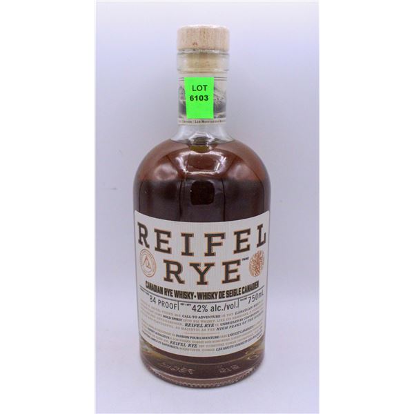 REIFEL RYE CANADIAN RYE WHISKY 750ML 42% ALCOHOL