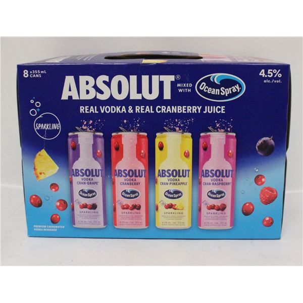 8 PACK ABSOLUT VODKA MIXED WITH OCEAN SPRAY 4.5%