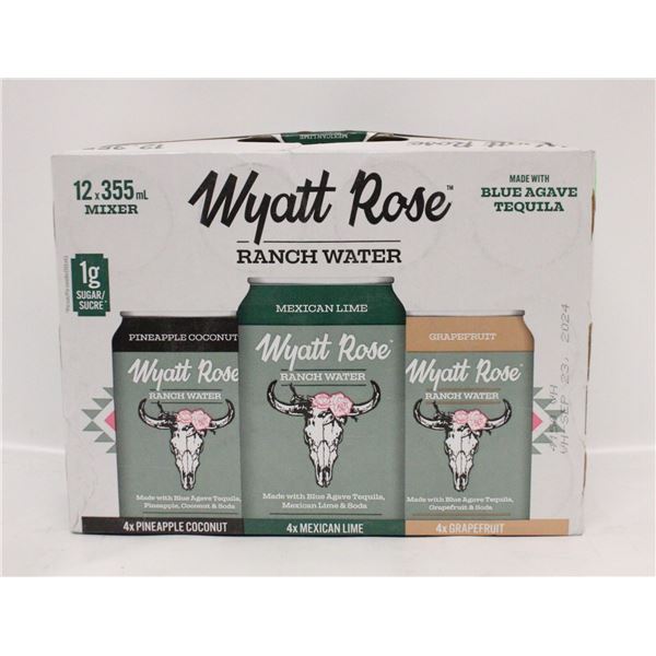 12 PACK WYATT ROSE RANCH WATER 5% ALCOHOL