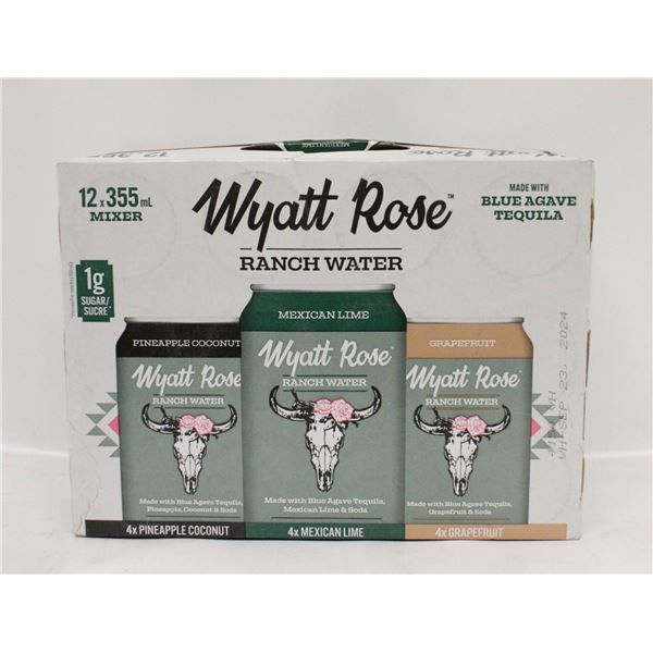 12 PACK WYATT ROSE RANCH WATER 5% ALCOHOL