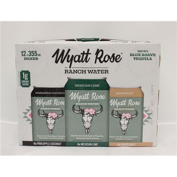 12 PACK WYATT ROSE RANCH WATER 5% ALCOHOL