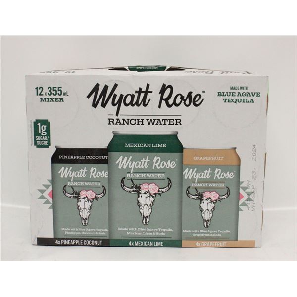 12 PACK WYATT ROSE RANCH WATER 5% ALCOHOL