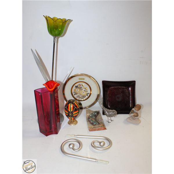 ESTATE DECOR INCLUDING HANDMADE WIRE BIRD,