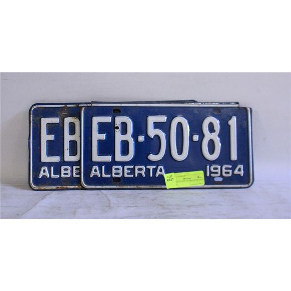 MATCHING SET OF 1964 AB LICENSE PLATES
