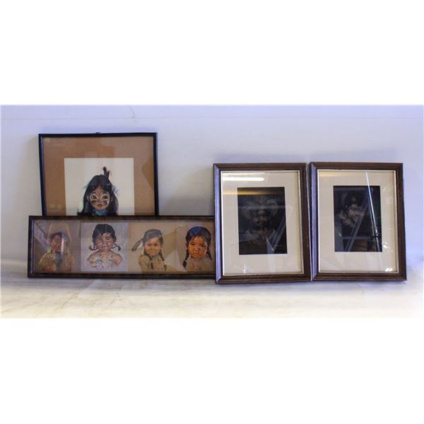 5 INDIGENOUS CHILD PORTRAITS WALL HANGINGS