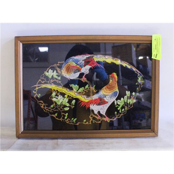 PAIR OF ORIENTAL THEMED BIRD WALL HANGINS