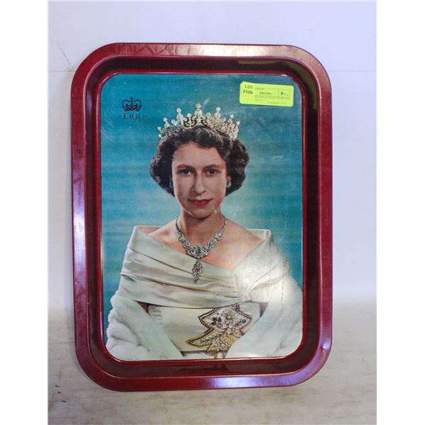 VINTAGE QUEEN ELIZABETH METAL TRAY- 16" X 12"