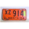 Image 1 : 1954 ALBERTA LICENSE PLATE