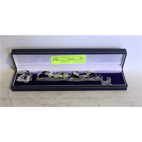NECKLACE & EARRINGS SET, PLUS CAT EARRINGS