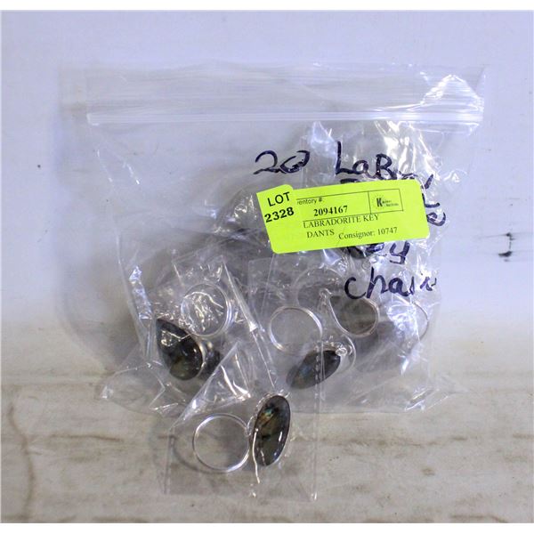 LOT OF 20 LABRADORITE KEY CHAIN PENDANTS