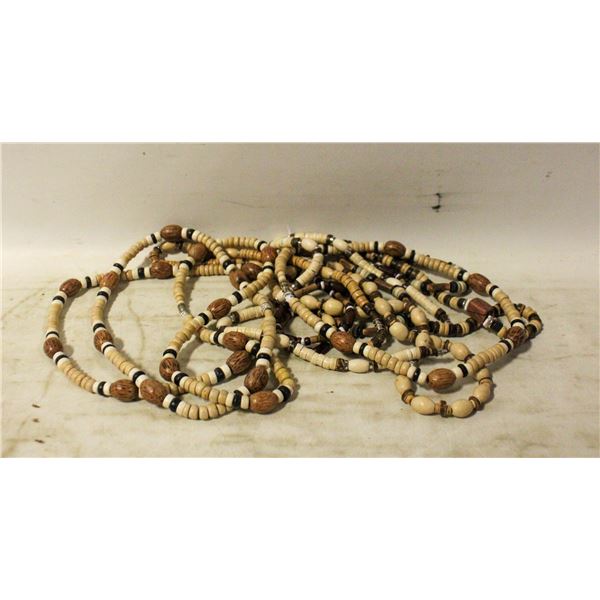 10 WOOD BEADED NECKLACES